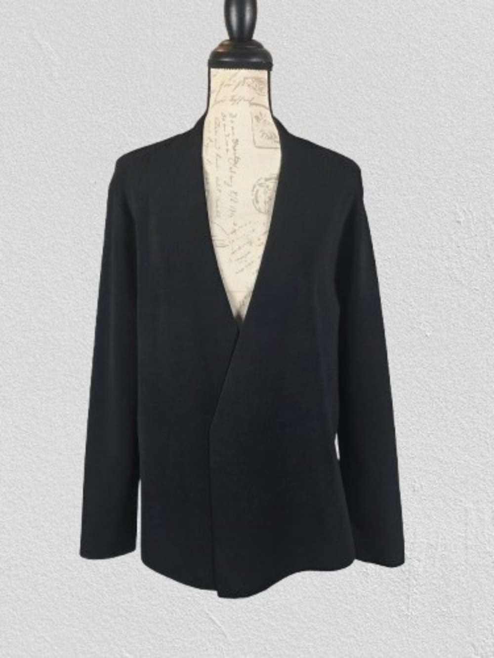 M.M. Lafleur Black Open-Front Classic Cardigan Black Women's +1/1X